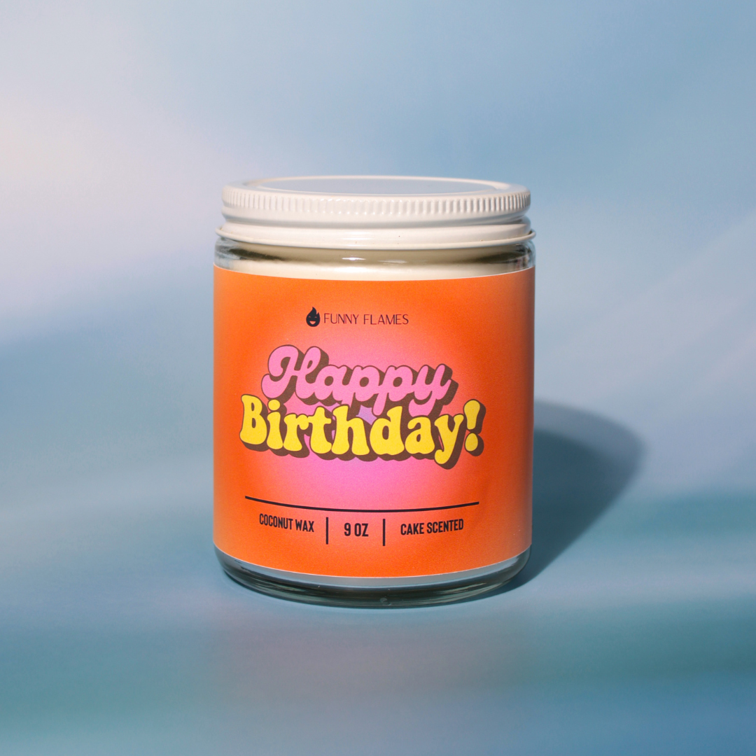 Happy Birthday (Retro) Bday Candle Funny Flames Candle Co